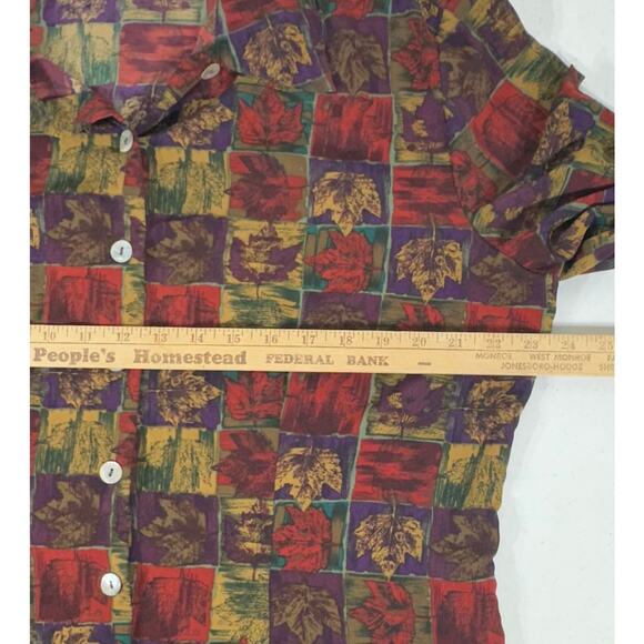Impressions of California Button Up Blouse Size XL Autumn Leaves Thanksgiving - Picture 7 of 7